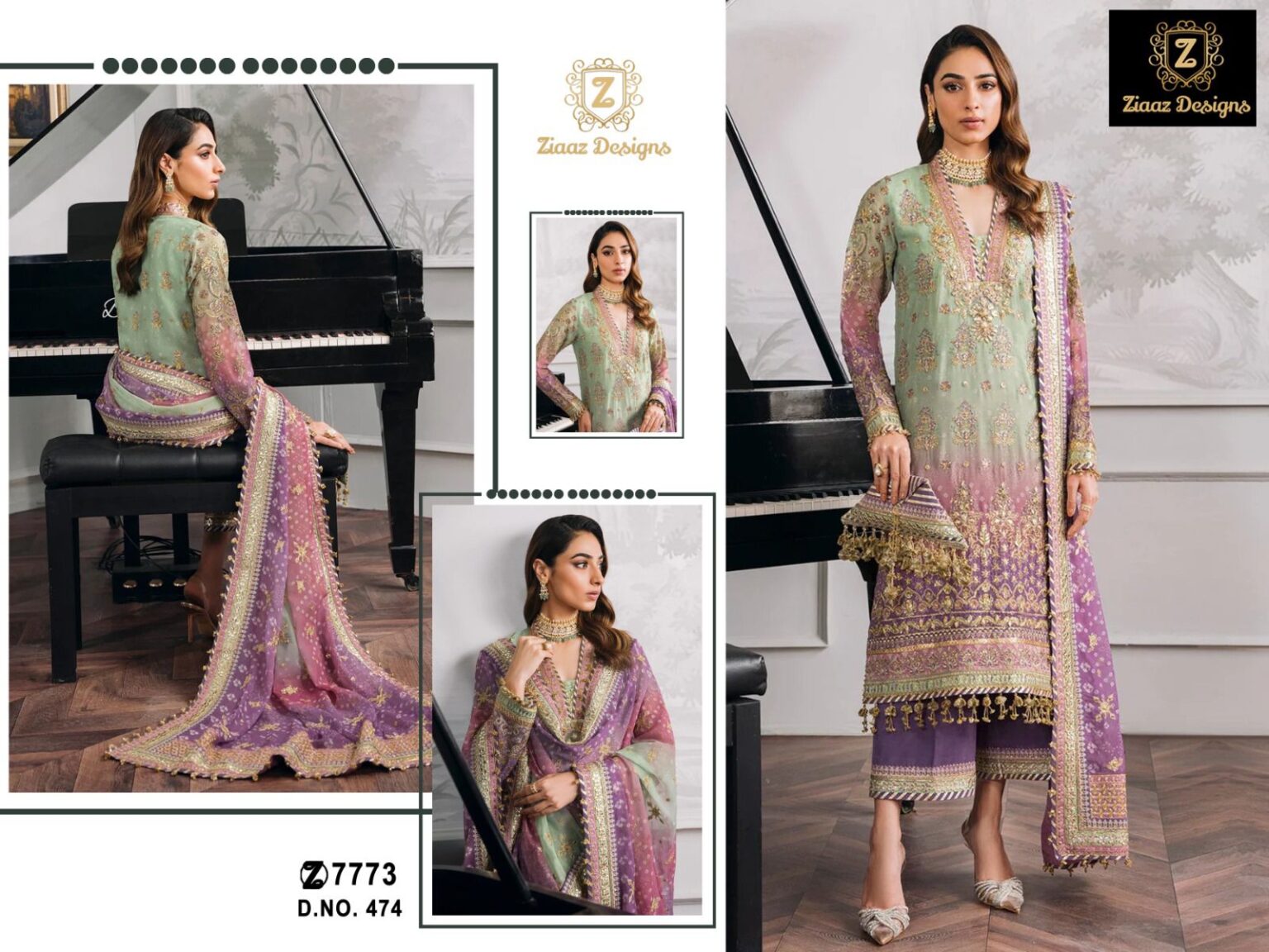 Ziaaz code 474 pakistani suits